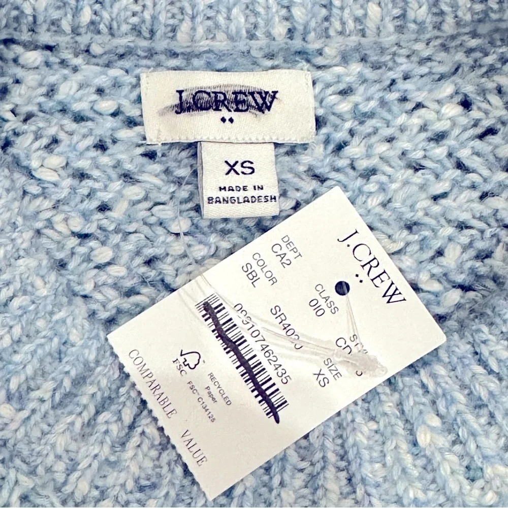 NEW J. CREW Factory Honeycomb-stitch‎ crewneck sweater in light blue Size XS